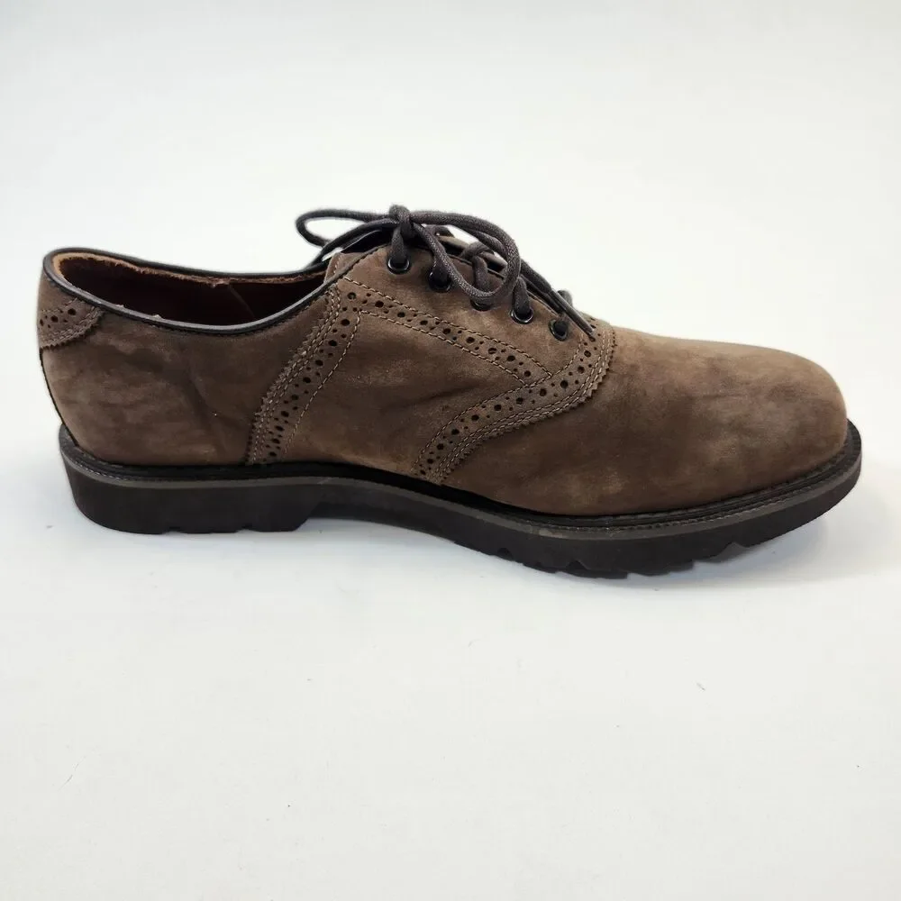 Rockport Shoes Mens 10M Brown Suede Nubuck Oxford Wingtip Brogue Dress M5699